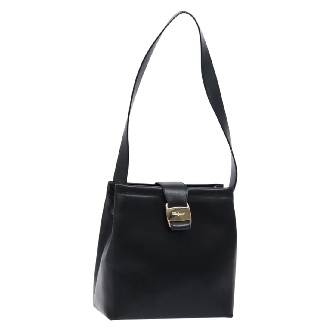 Salvatore Ferragamo Navy Gold Leather Shoulder Bag Italy Auth SW1328: Salvatore Ferragamo Navy Gold Leather Shoulder Bag Italy Auth SW1328 This stylish Salvatore Ferragamo shoulder bag is crafted from luxurious leather in a sophisticated navy and gold color scheme. Desi