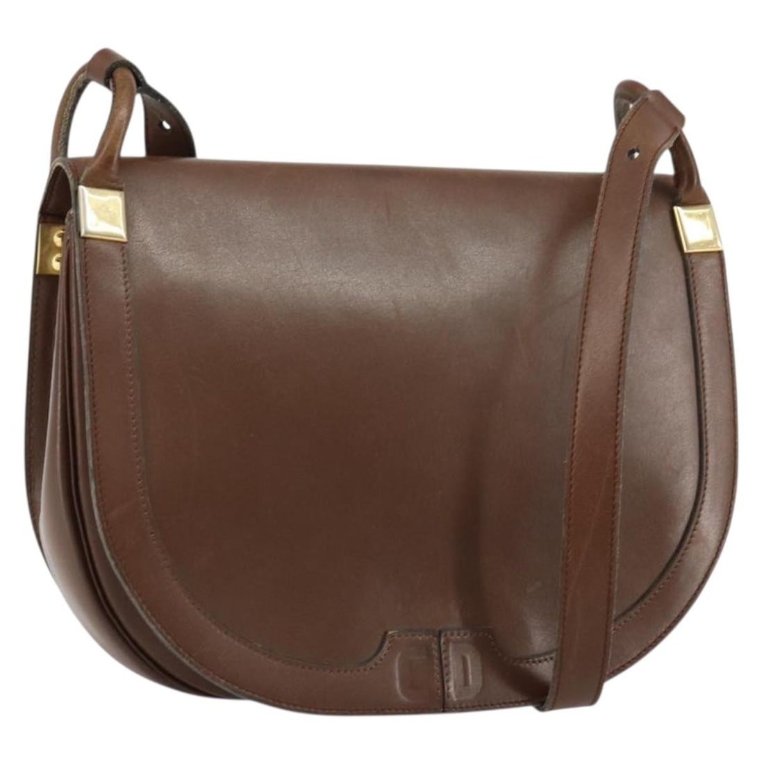 Christian Dior Brown Gold Leather Shoulder Bag Auth France: Christian Dior Brown Gold Leather Shoulder Bag Auth France This Christian Dior Shoulder Bag showcases a timeless design crafted from premium brown leather accented with gold hardware. Made in France, 