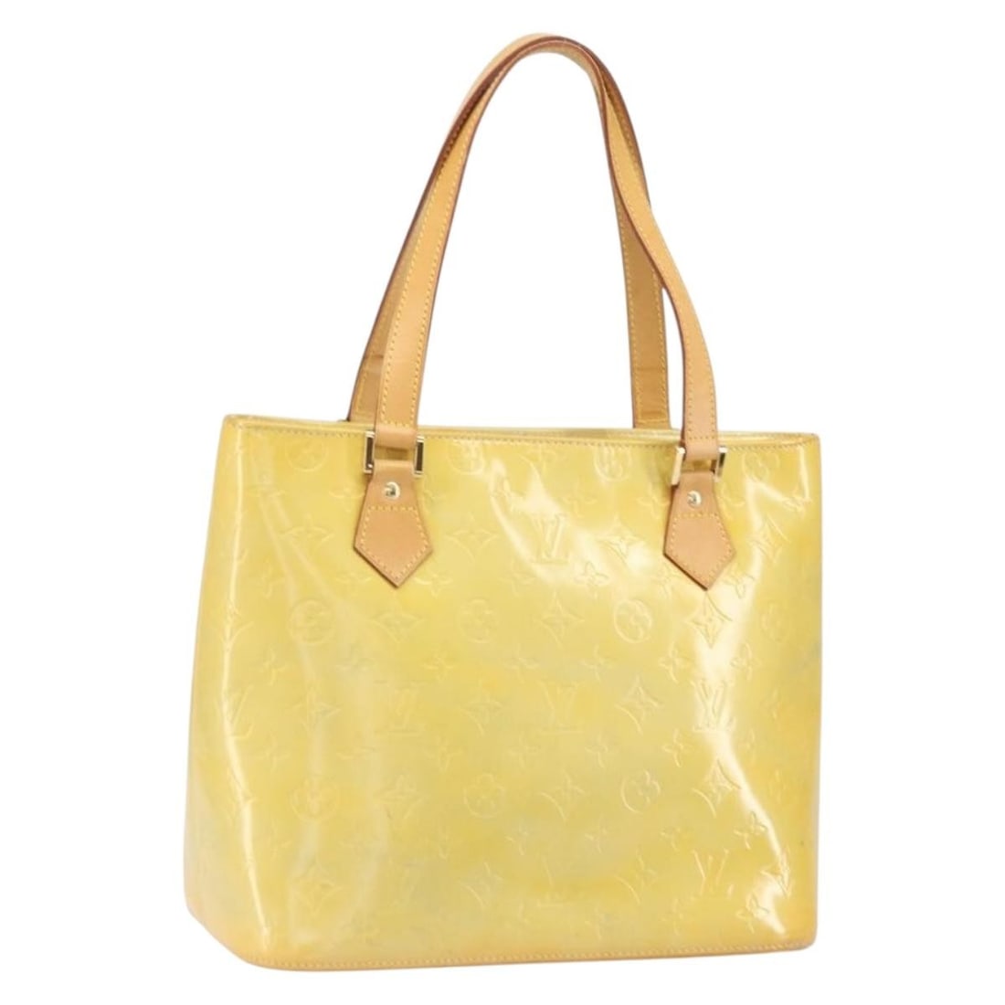 Louis Vuitton Vernis Patent Leather Gris Houston Handbag M91053: Louis Vuitton Vernis Patent Leather Gris Houston Handbag M91053 This Louis Vuitton Monogram Vernis Houston Hand Bag in Gris features patent leather exterior with visible signs of heavy use including d
