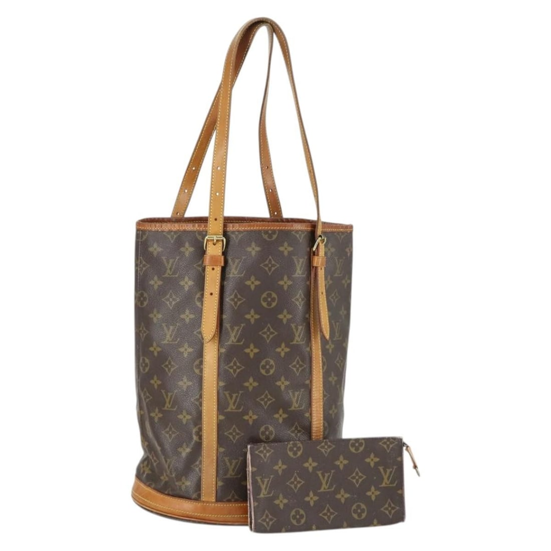 Louis Vuitton Bucket GM Monogram Canvas Shoulder Bag M42236 with Pouch: Louis Vuitton Bucket GM Monogram Canvas Shoulder Bag M42236 with Pouch This Louis Vuitton Monogram Bucket GM Shoulder Bag, model M42236, is crafted from classic Monogram canvas and features a spacious