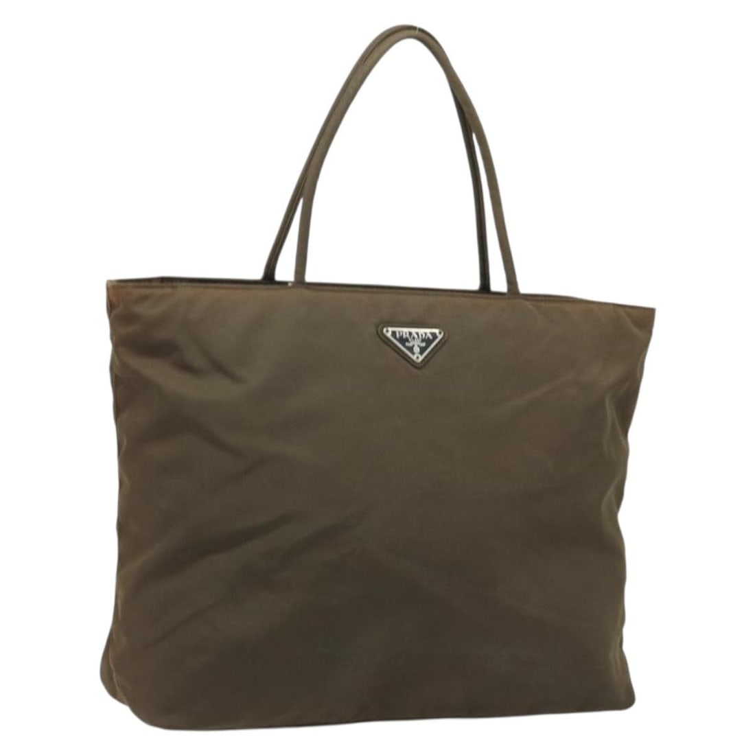 Prada Khaki Nylon Women's Handbag Silver Hardware Italy BA11783: Prada Khaki Nylon Women's Handbag Silver Hardware Italy BA11783 This PRADA handbag features a khaki nylon exterior with silver-tone accents. Designed for women, it offers practical dimensions and a co