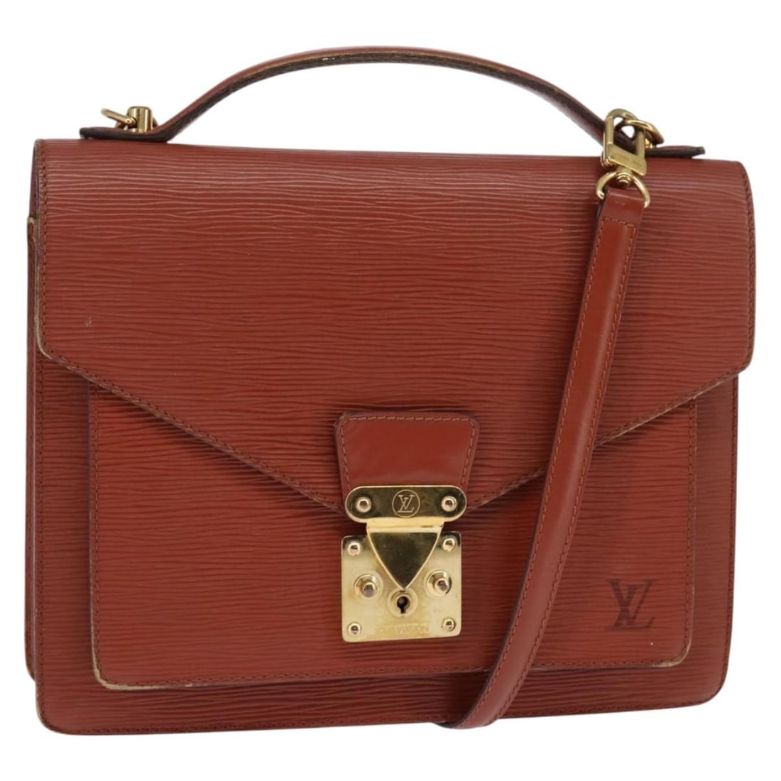 LOUIS VUITTON Epi Monceau 28 Hand Bag Brown M52123 Made in France: LOUIS VUITTON Epi Monceau 28 Hand Bag Brown M52123 Made in France This Louis Vuitton Epi Monceau 28 Hand Bag is a classic accessory that showcases the brand's exquisite craftsmanship. Made from durabl