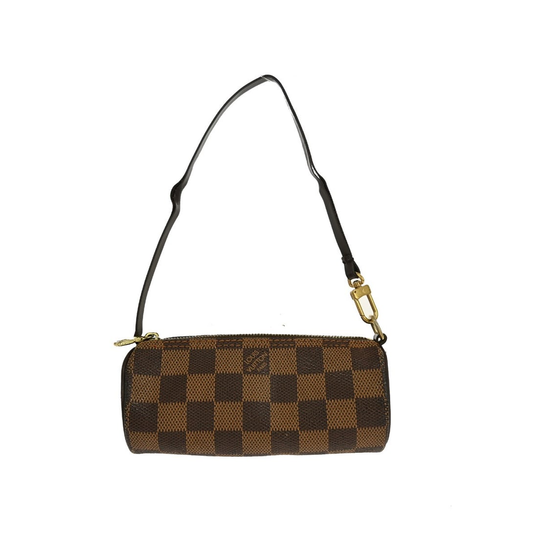Louis Vuitton Papillon micro Damier canvas handbag with attached pouch: Louis Vuitton Papillon micro Damier canvas handbag with attached pouch This Louis Vuitton Papillon micro handbag features the iconic Damier canvas exterior in brown, complemented by brown leather top 