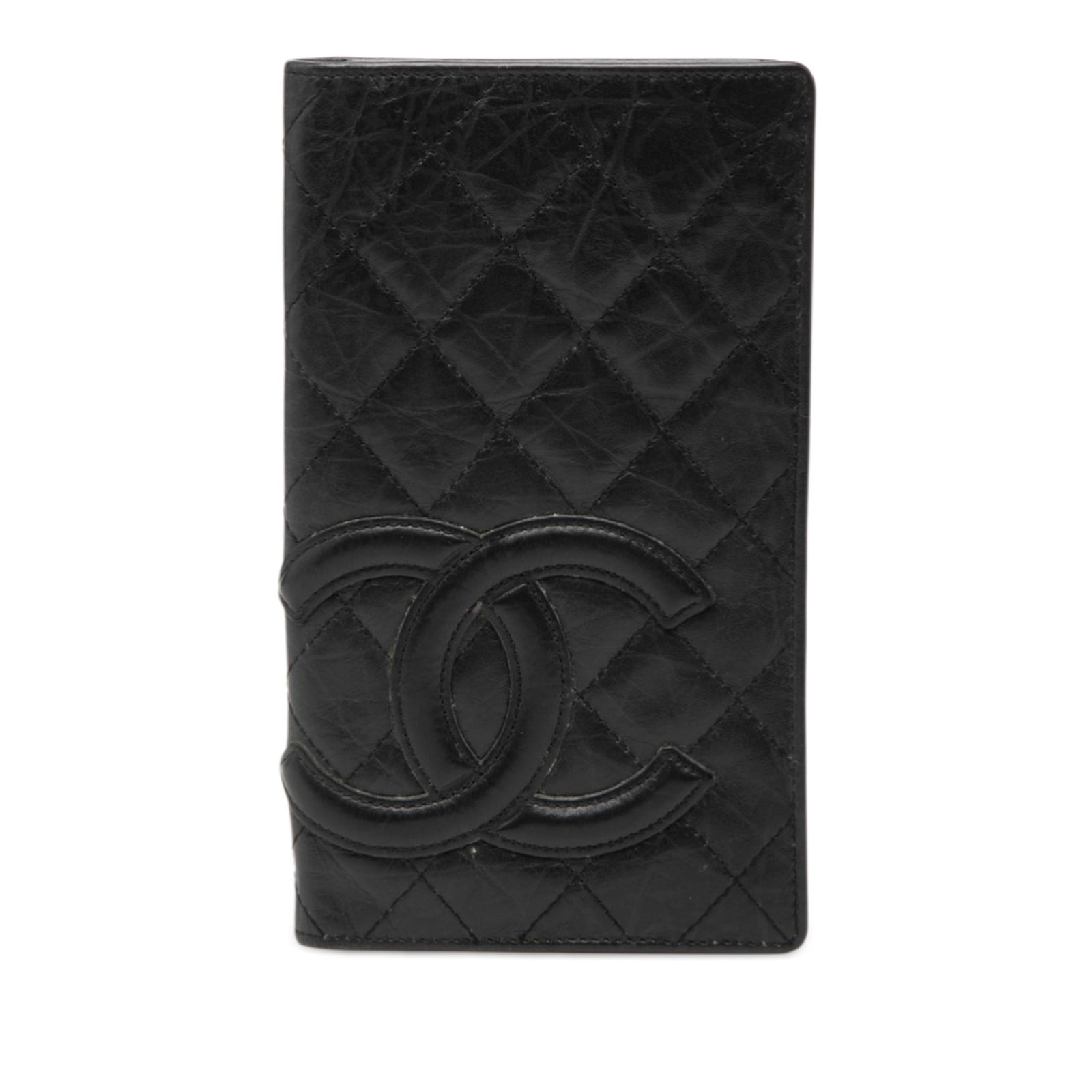Chanel Cambon Ligne Black Quilted Leather Bifold Wallet: Chanel Cambon Ligne Black Quilted Leather Bifold Wallet This Chanel Quilted Aged Calfskin Cambon Ligne Bifold Wallet features a quilted leather exterior in black with an interior zip compartment, slip