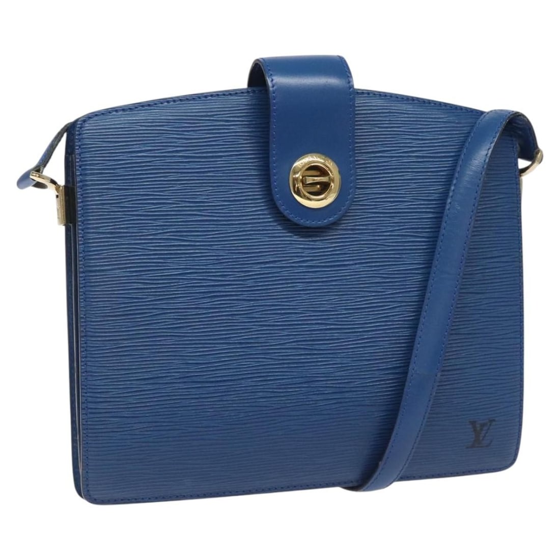 Louis Vuitton Capuchin Epi Leather Blue Shoulder Bag M52345 France: Louis Vuitton Capuchin Epi Leather Blue Shoulder Bag M52345 France This Louis Vuitton Epi Capuchin Shoulder Bag in blue features durable Epi leather and a classic structured design. The bag is designe