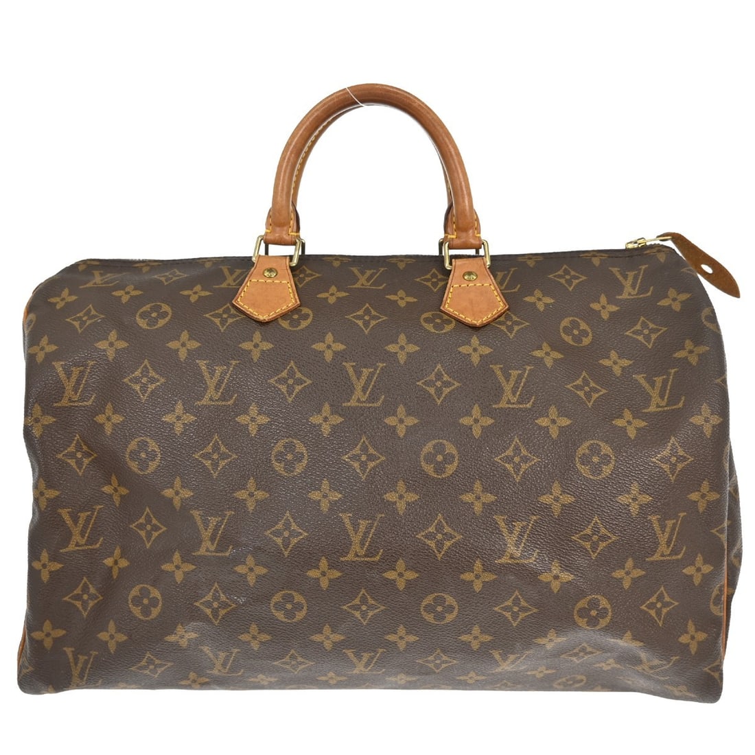 Louis Vuitton Speedy 40 Monogram Canvas Brown Large Duffle Bag M41522: Louis Vuitton Speedy 40 Monogram Canvas Brown Large Duffle Bag M41522 This Louis Vuitton Speedy 40 duffle handbag features the iconic monogram canvas leather exterior in brown, complemented by double 