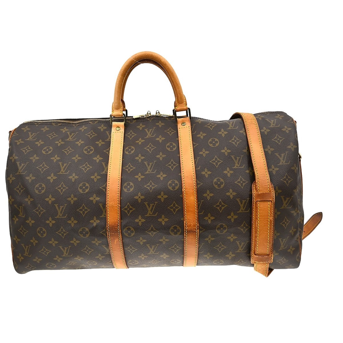 Louis Vuitton Keepall Bandouliiere 55 Monogram Canvas Extra Large Travel Duffle Bag: Louis Vuitton Keepall Bandouliiere 55 Monogram Canvas Extra Large Travel Duffle Bag This is a vintage Louis Vuitton Keepall Bandouliere 55 travel bag, crafted from signature monogram canvas with beige