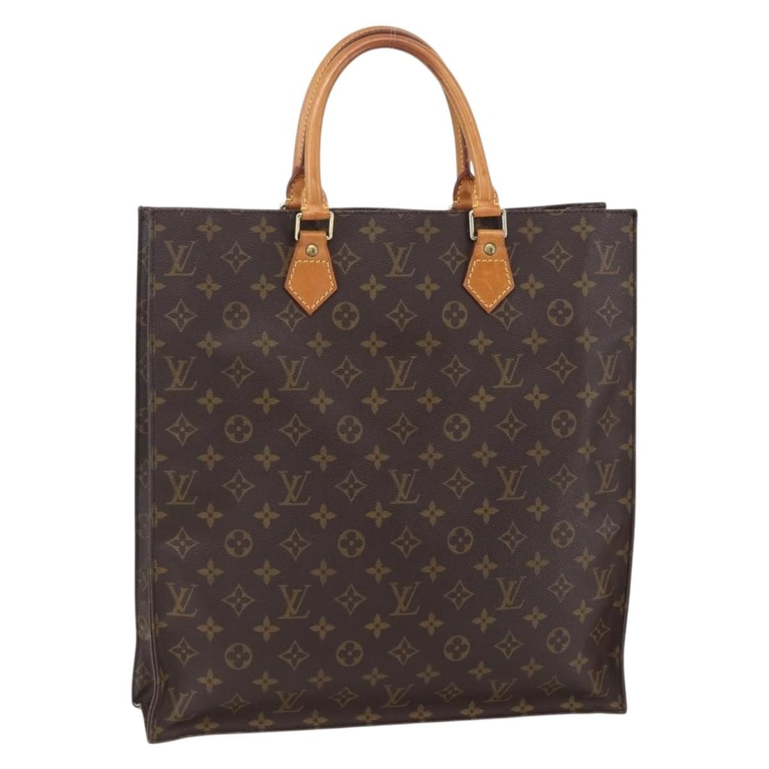 LOUIS VUITTON Monogram Sac Plat Hand Bag M51140 Auth France: LOUIS VUITTON Monogram Sac Plat Hand Bag M51140 Auth France This LOUIS VUITTON Monogram Sac Plat Hand Bag (Model M51140) is a sophisticated accessory hailing from France. Crafted from iconic Monogram 