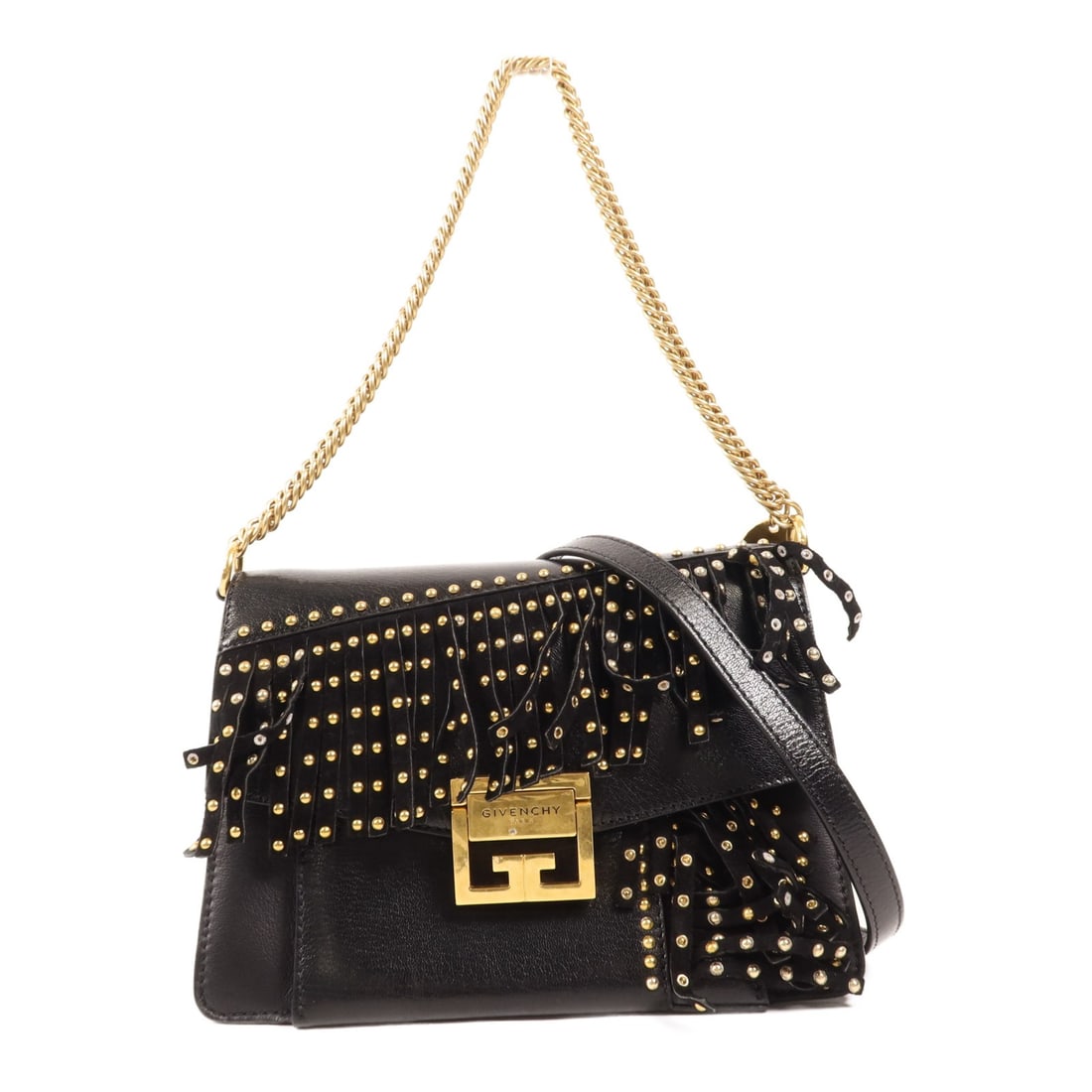 GIVENCHY Black Calfskin 2way Shoulder Bag with GHW: GIVENCHY Black Calfskin 2way Shoulder Bag with GHW Elevate your style with this GIVENCHY 2way Shoulder Bag crafted from luxurious black calfskin leather. Designed for versatility, this bag features a 