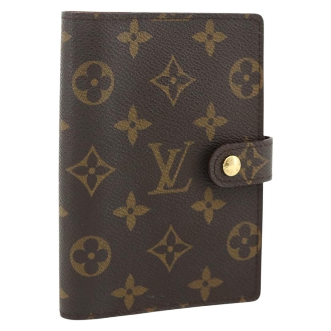 Louis Vuitton Monogram Canvas Agenda PM Planner Cover R20005: Louis Vuitton Monogram Canvas Agenda PM Planner Cover R20005 This is a Louis Vuitton Monogram Agenda PM Day Planner Cover crafted from monogram canvas. The cover features a button clasp closure and is