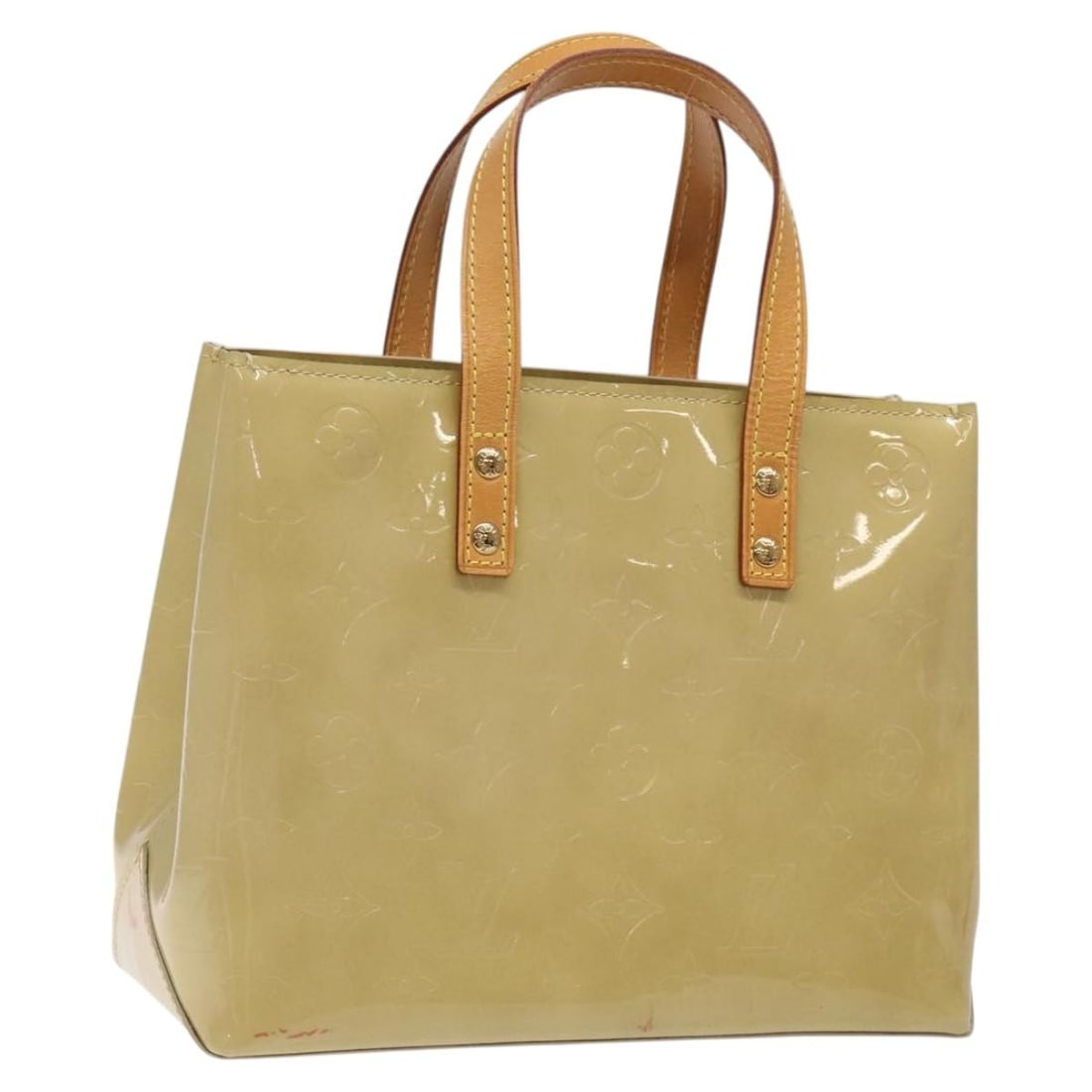 Louis Vuitton Reade PM Beige Vernis Patent Leather Handbag M91334: Louis Vuitton Reade PM Beige Vernis Patent Leather Handbag M91334 This Louis Vuitton Monogram Vernis Reade PM handbag in beige patent leather features a compact and stylish design. The bag is crafted 