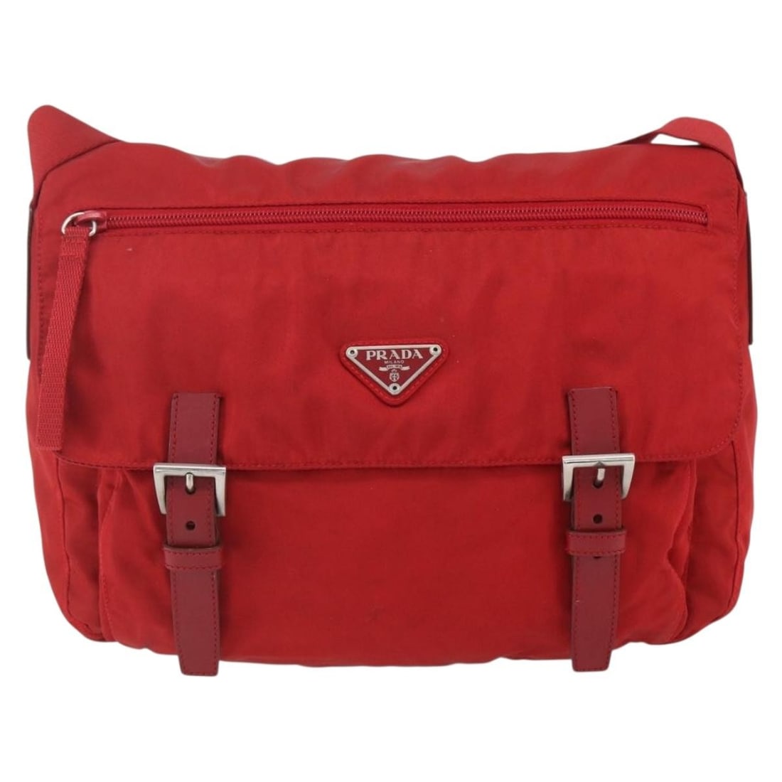 Red Nylon Prada Messenger Bag with Zip Buckle Design (1 of 18)