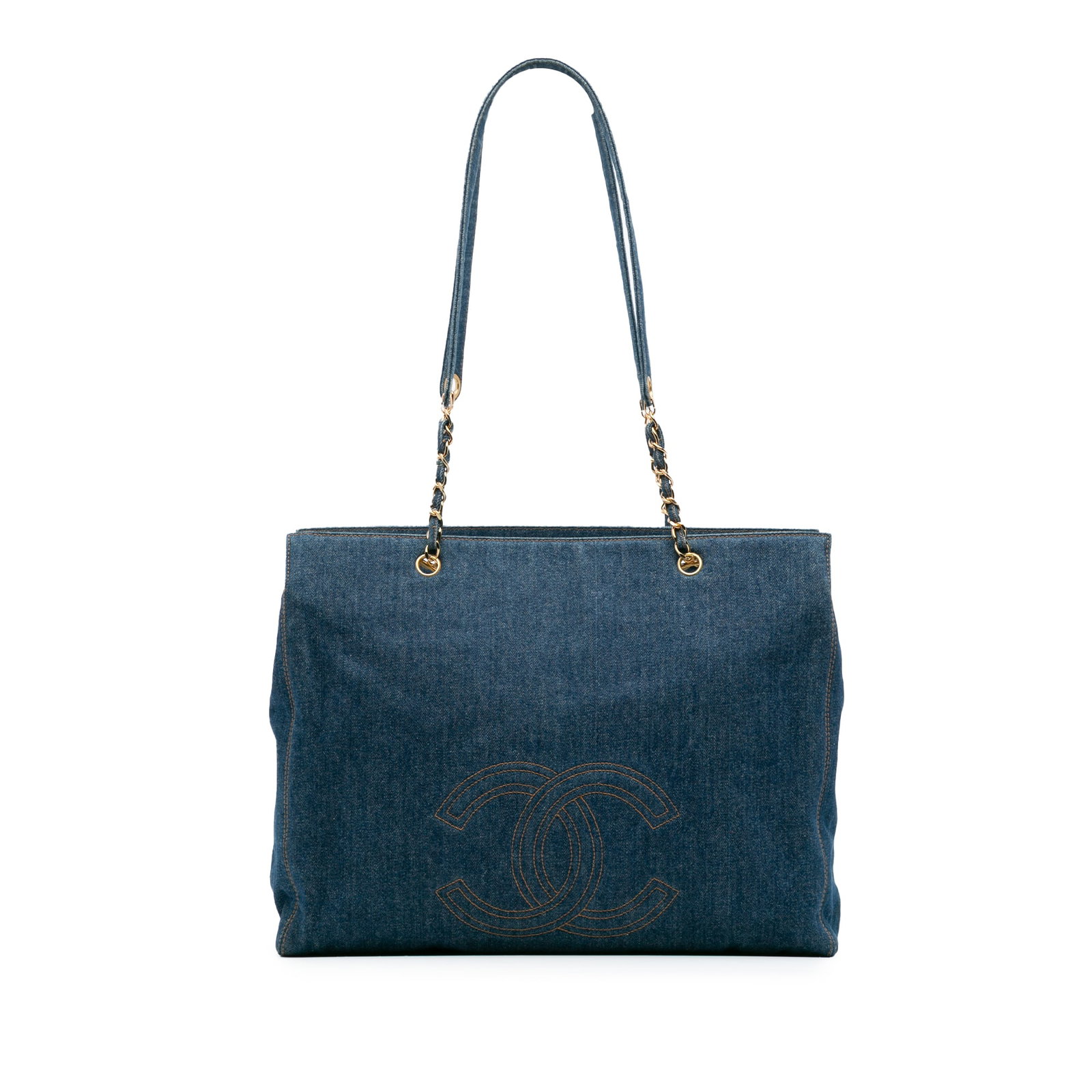 Chanel CC Denim Chain Tote Blue Fabric Italy: Chanel CC Denim Chain Tote Blue Fabric Italy The Chanel CC Denim Chain Tote is a stylish and functional accessory for any fashion enthusiast. This tote bag features a durable denim body complemented b