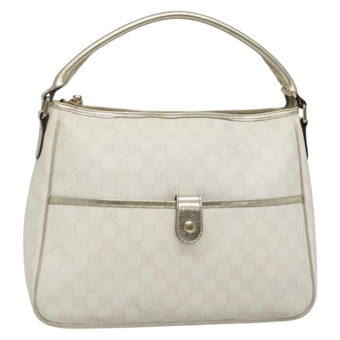 GUCCI GG Supreme Hand Bag PVC Leather White Gold 189898 Made in Italy: GUCCI GG Supreme Hand Bag PVC Leather White Gold 189898 Made in Italy This GUCCI GG Supreme Hand Bag combines luxury and practicality with its sleek design and high-quality materials. Crafted from dur