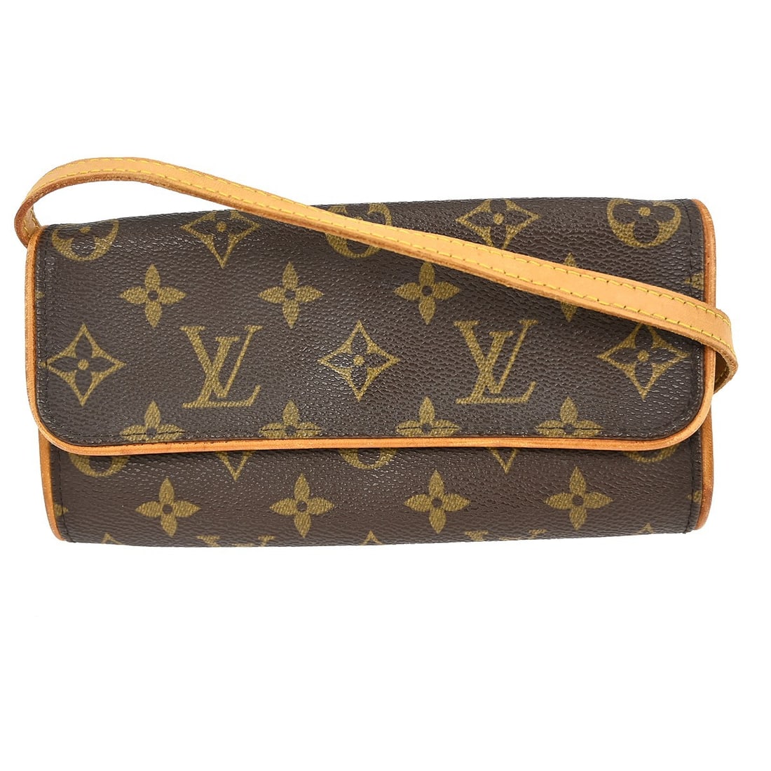 Louis Vuitton Pochette Twin PM Monogram Canvas Shoulder Bag with Detachable Strap: Louis Vuitton Pochette Twin PM Monogram Canvas Shoulder Bag with Detachable Strap This Louis Vuitton Pochette Twin PM shoulder bag features the iconic monogram canvas leather exterior with brown accen