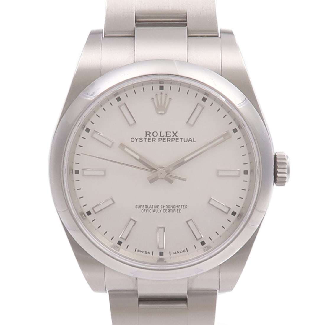 Rolex Oyster Perpetual 114300 White Dial Steel Automatic Wristwatch: Rolex Oyster Perpetual 114300 White Dial Steel Automatic Wristwatch This ROLEX Oyster Perpetual 114300 is a sophisticated automatic wristwatch crafted from stainless steel. Featuring a white dial and 