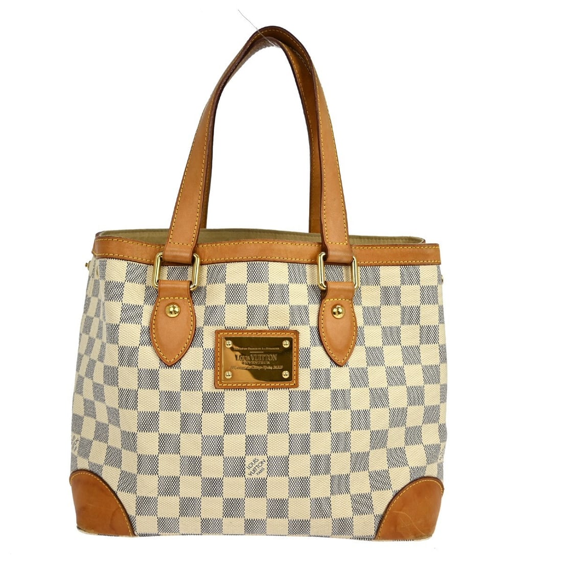 Louis Vuitton Hampstead PM Damier Azur Canvas Medium Tote Bag: Louis Vuitton Hampstead PM Damier Azur Canvas Medium Tote Bag This Louis Vuitton Hampstead PM hand tote bag features the classic Damier Azur canvas leather with a check pattern and logo accents. Desig