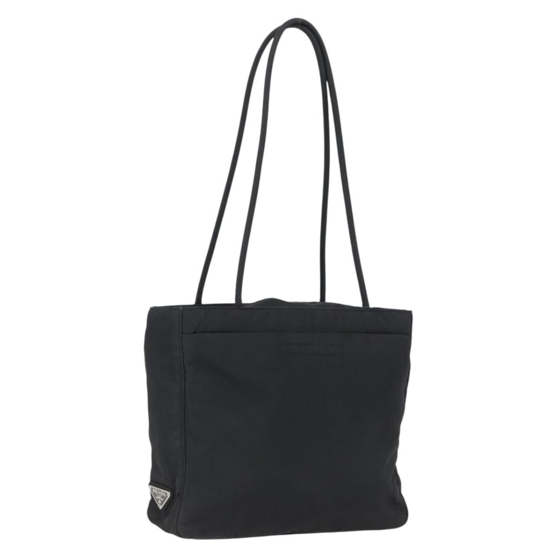 Prada Nylon Black Silver Tote Bag with Guarantee Card Italy: Prada Nylon Black Silver Tote Bag with Guarantee Card Italy This PRADA tote bag features a black nylon exterior with silver-tone details. Designed for women, it offers a practical and stylish way to c