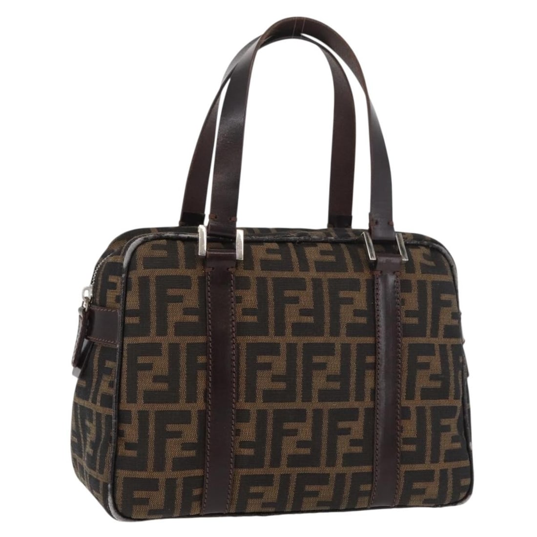 FENDI Zucca Canvas Brown Black Women Handbag Italy (1 of 18)