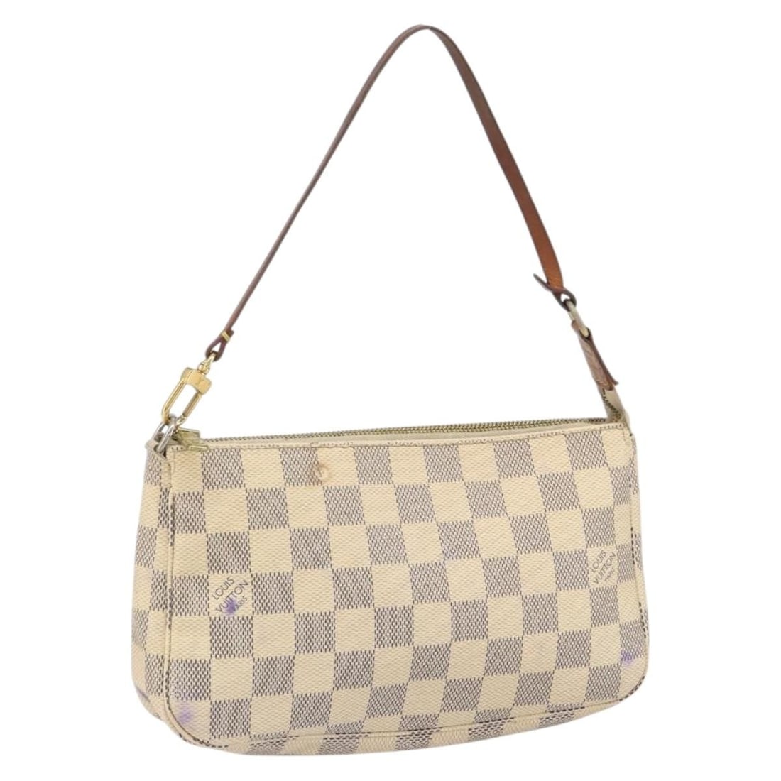 Damier Azur Canvas Pochette Accessoires Pouch by Louis Vuitton N41207: Damier Azur Canvas Pochette Accessoires Pouch by Louis Vuitton N41207 This is a Louis Vuitton Damier Azur Pochette Accessoires Pouch, model N41207, crafted from Damier Azur canvas. The pouch is made i