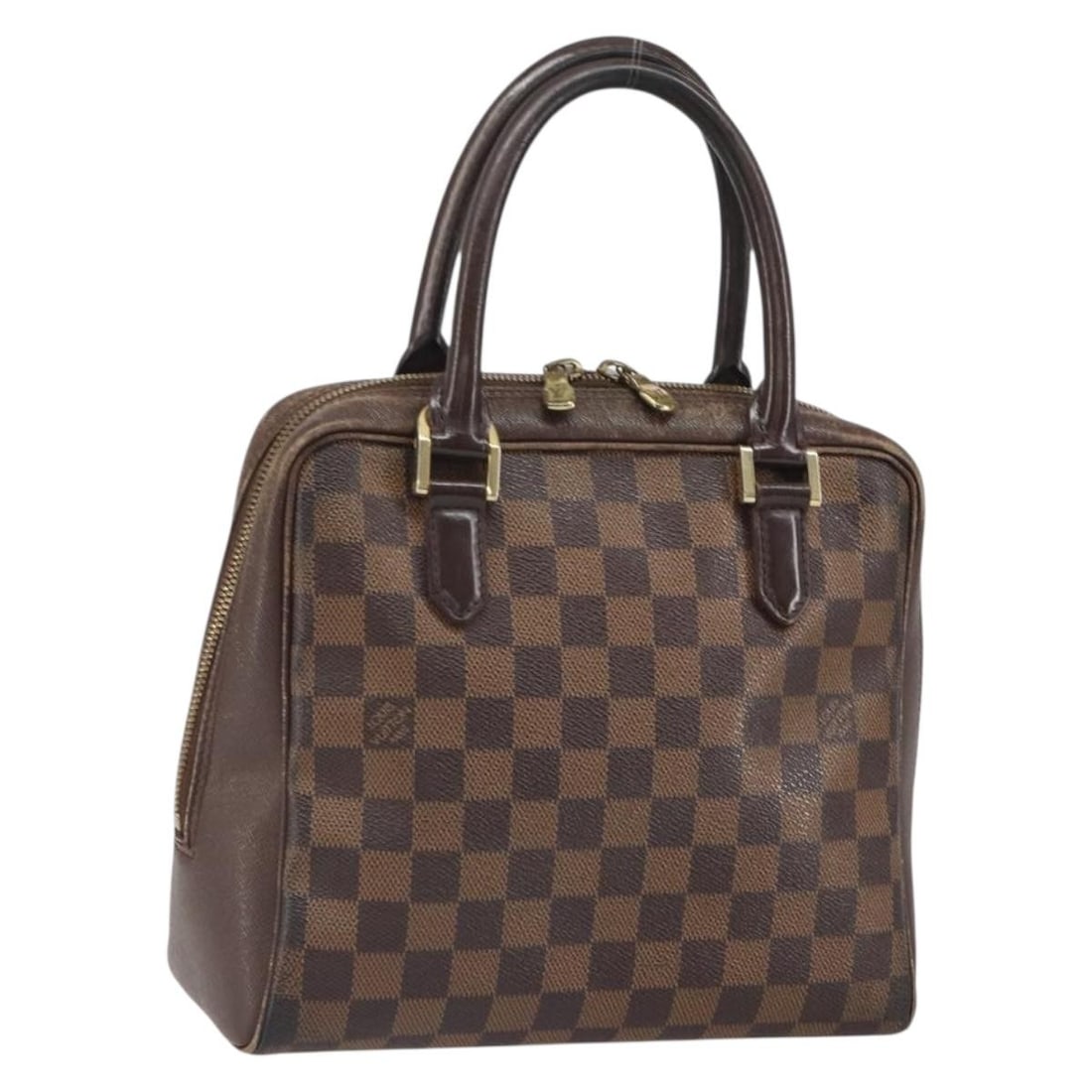 Damier Ebene Canvas Triana Bag by Louis Vuitton N51155: Damier Ebene Canvas Triana Bag by Louis Vuitton N51155 This Louis Vuitton Triana handbag features the signature Damier Ebene coated canvas in a structured silhouette. The bag is equipped with dual rol