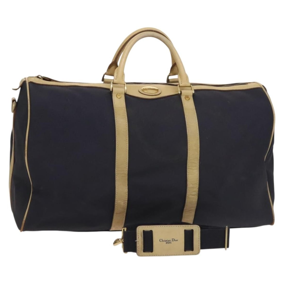 Christian Dior Navy Gold Leather Boston Bag 2way Authentic: Christian Dior Navy Gold Leather Boston Bag 2way Authentic This Christian Dior Boston Bag is a stylish and functional accessory crafted from durable leather with a striking navy and gold color scheme.