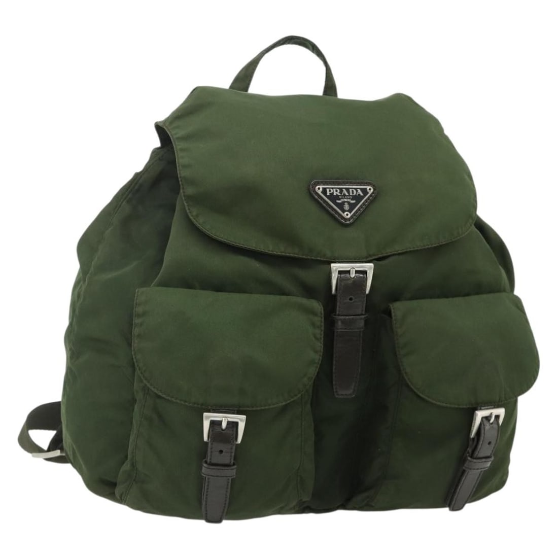 Prada Green Silver Nylon Women Backpack Italy: Prada Green Silver Nylon Women Backpack Italy This PRADA backpack is crafted from durable nylon in a green and silver color combination. Designed for women, it features a spacious main compartment and