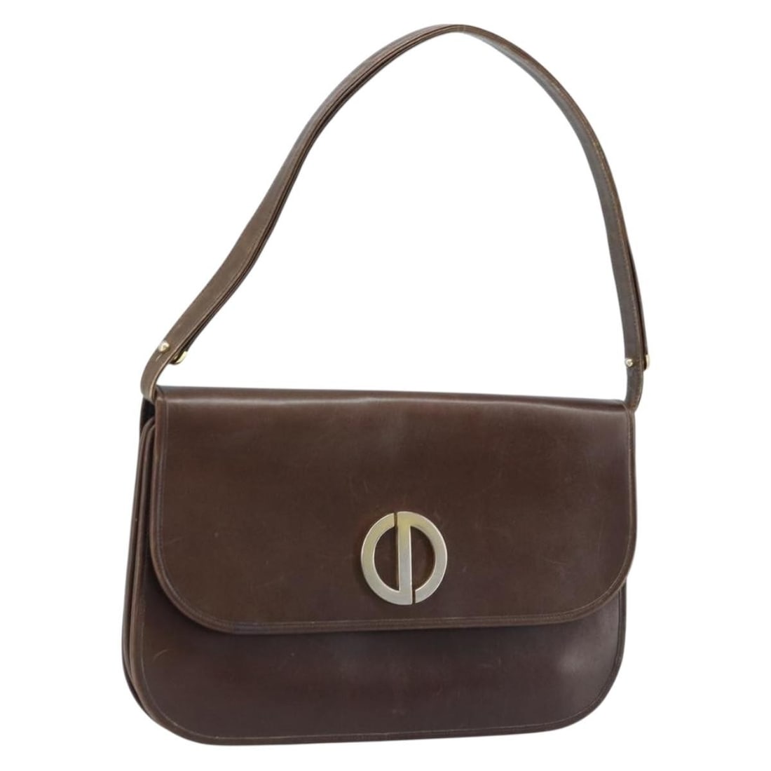 Christian Dior Brown Leather Shoulder Bag with Gold Accents France: Christian Dior Brown Leather Shoulder Bag with Gold Accents France This Christian Dior shoulder bag is crafted from brown and gold leather and made in France. Designed for women, it features an adjust