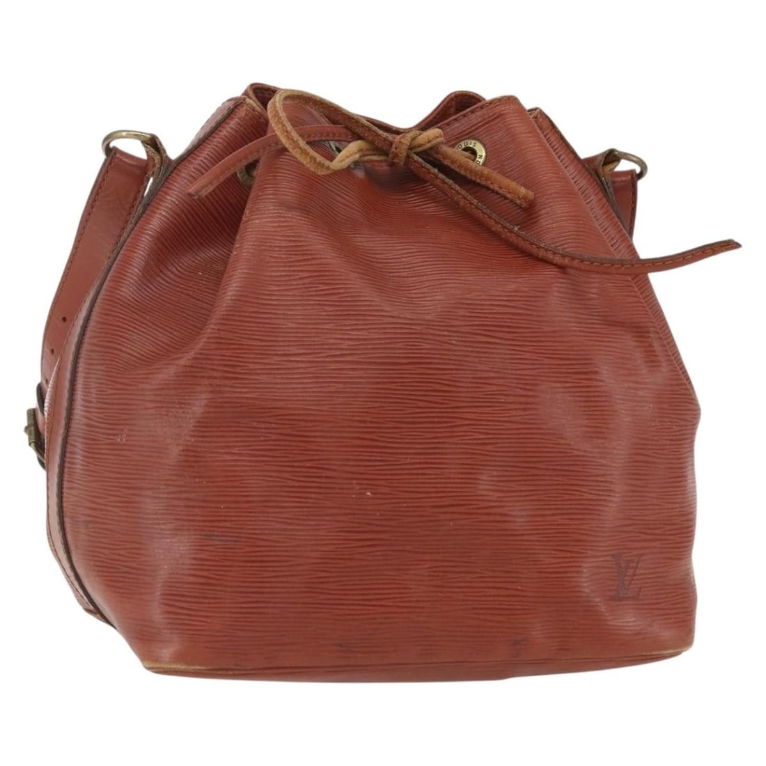 Louis Vuitton Petit Noe Epi Leather Brown Shoulder Bag M44103 France: Louis Vuitton Petit Noe Epi Leather Brown Shoulder Bag M44103 France This Louis Vuitton Petit Noe shoulder bag features durable brown Epi leather with a classic drawstring closure and adjustable shoul