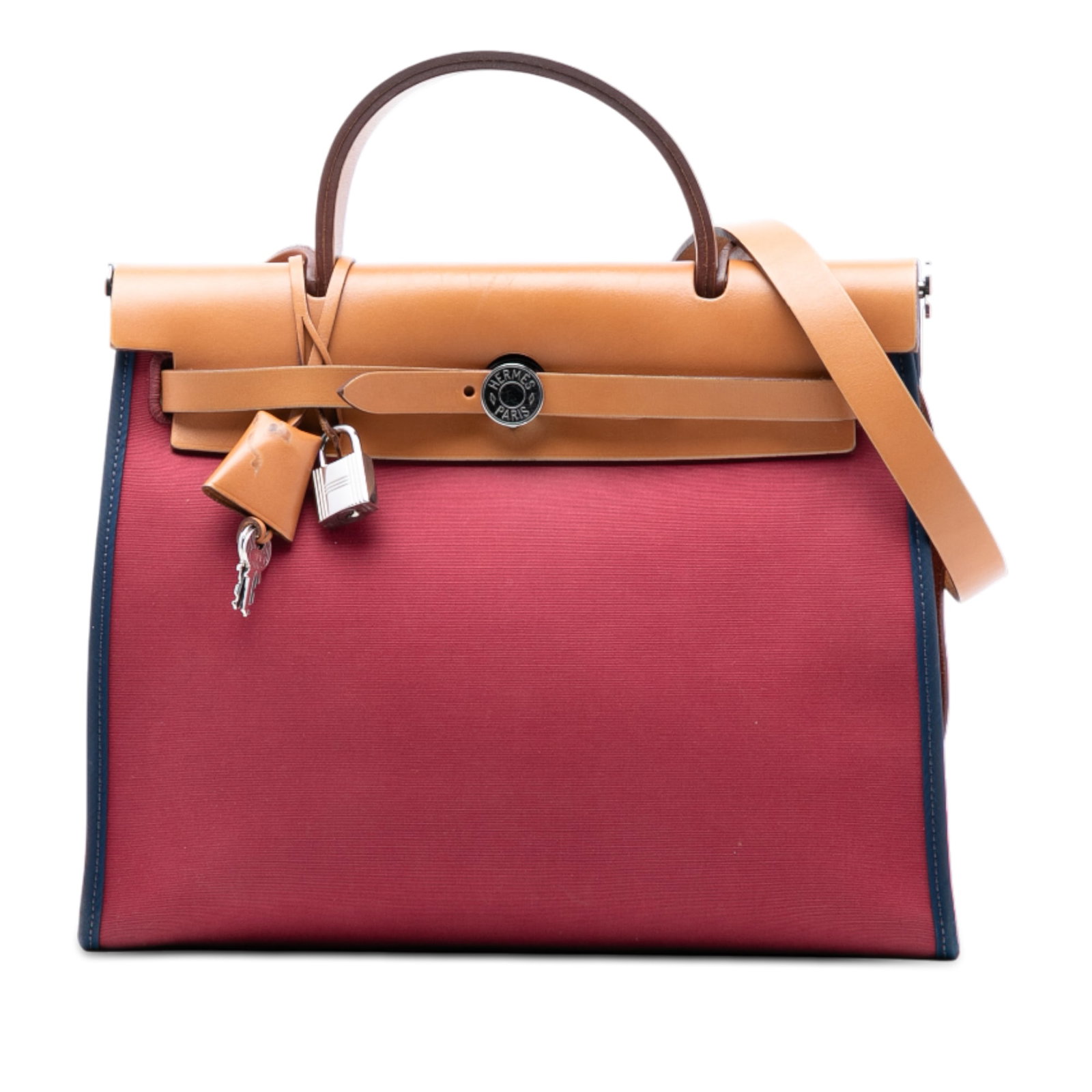 Herbag Zip 31 Canvas Satchel with Leather Trim by Hermes: Herbag Zip 31 Canvas Satchel with Leather Trim by Hermes The Hermes Toile Herbag Zip 31 Satchel features a canvas body with leather trim, an exterior back zip pocket, a flat leather top handle, a flat