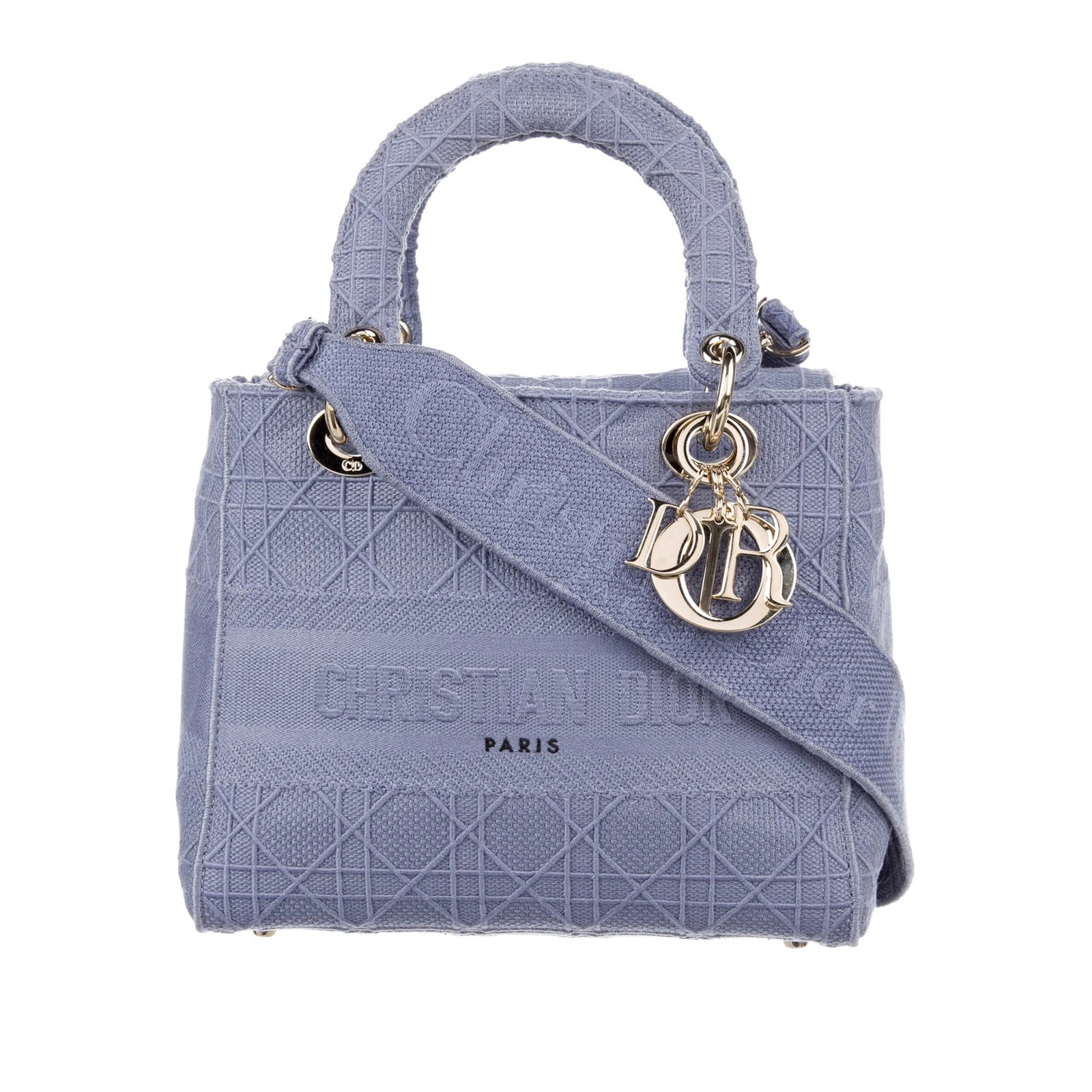 Dior Medium Canvas Cannage Lady D Lite Purple Fabric Bag: Dior Medium Canvas Cannage Lady D Lite Purple Fabric Bag The Dior Medium Canvas Cannage Lady D Lite is an elegant bag crafted from durable cotton fabric. It features structured handles for easy carryi