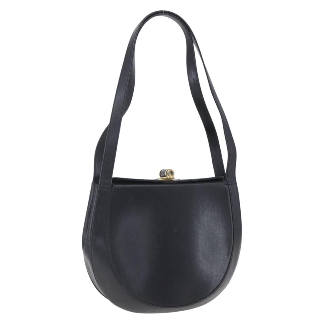 Salvatore Ferragamo Black Gold Leather Shoulder Bag Italy (1 of 18)