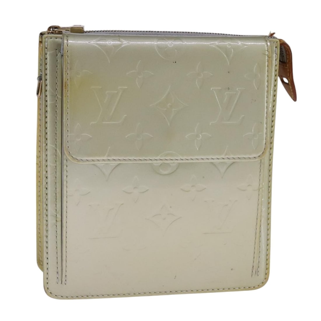 Louis Vuitton Gris Vernis Motto Patent Leather Women's Accessory Pouch M91030: Louis Vuitton Gris Vernis Motto Patent Leather Women's Accessory Pouch M91030 This is a Louis Vuitton Monogram Vernis Motto accessory pouch in Gris patent leather. The pouch features a compact design 