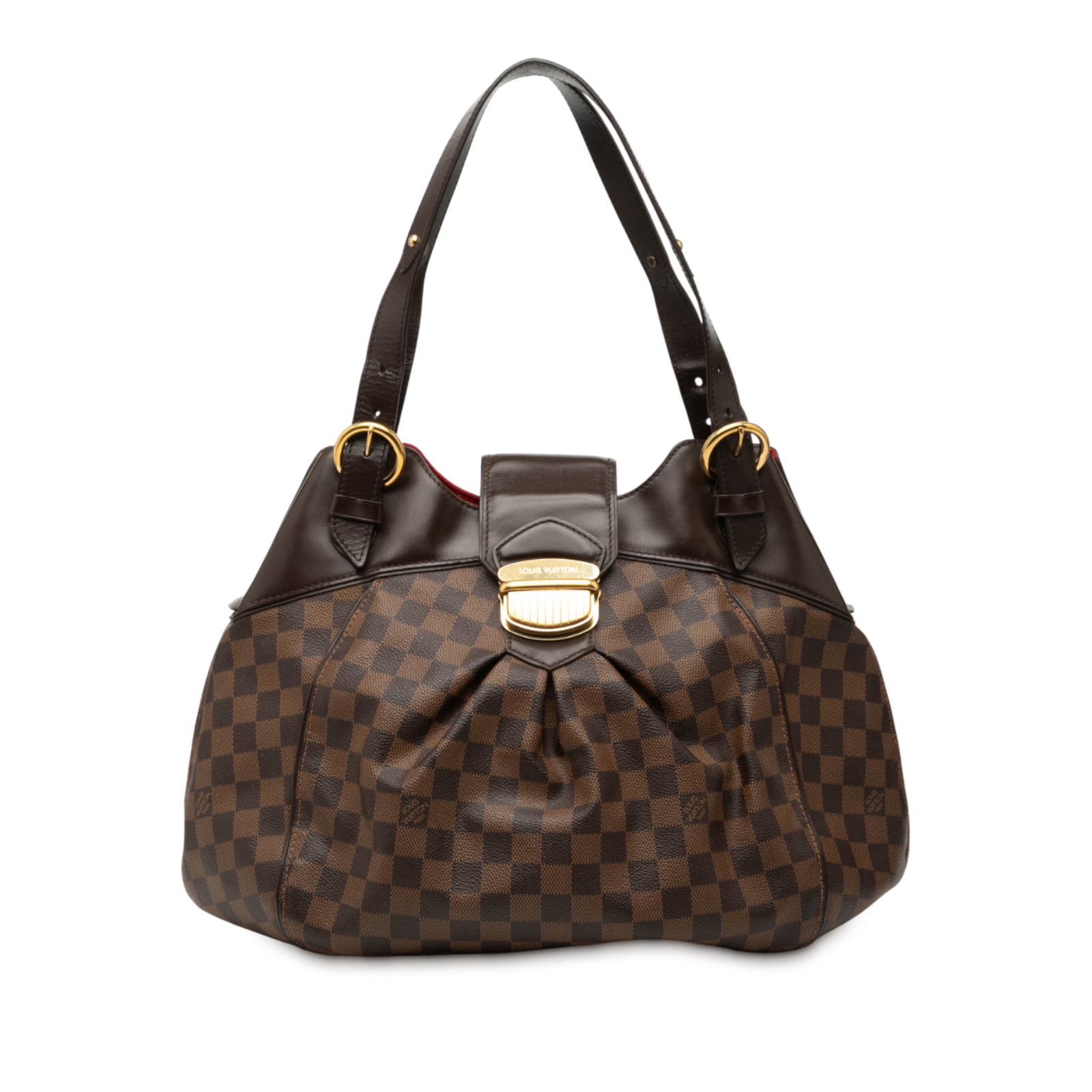 Louis Vuitton Sistina GM Shoulder Bag in Damier Ebene Canvas: Louis Vuitton Sistina GM Shoulder Bag in Damier Ebene Canvas The Louis Vuitton Damier Ebene Sistina GM is crafted with a signature Damier Ebene canvas body, complemented by leather trim and flat leath