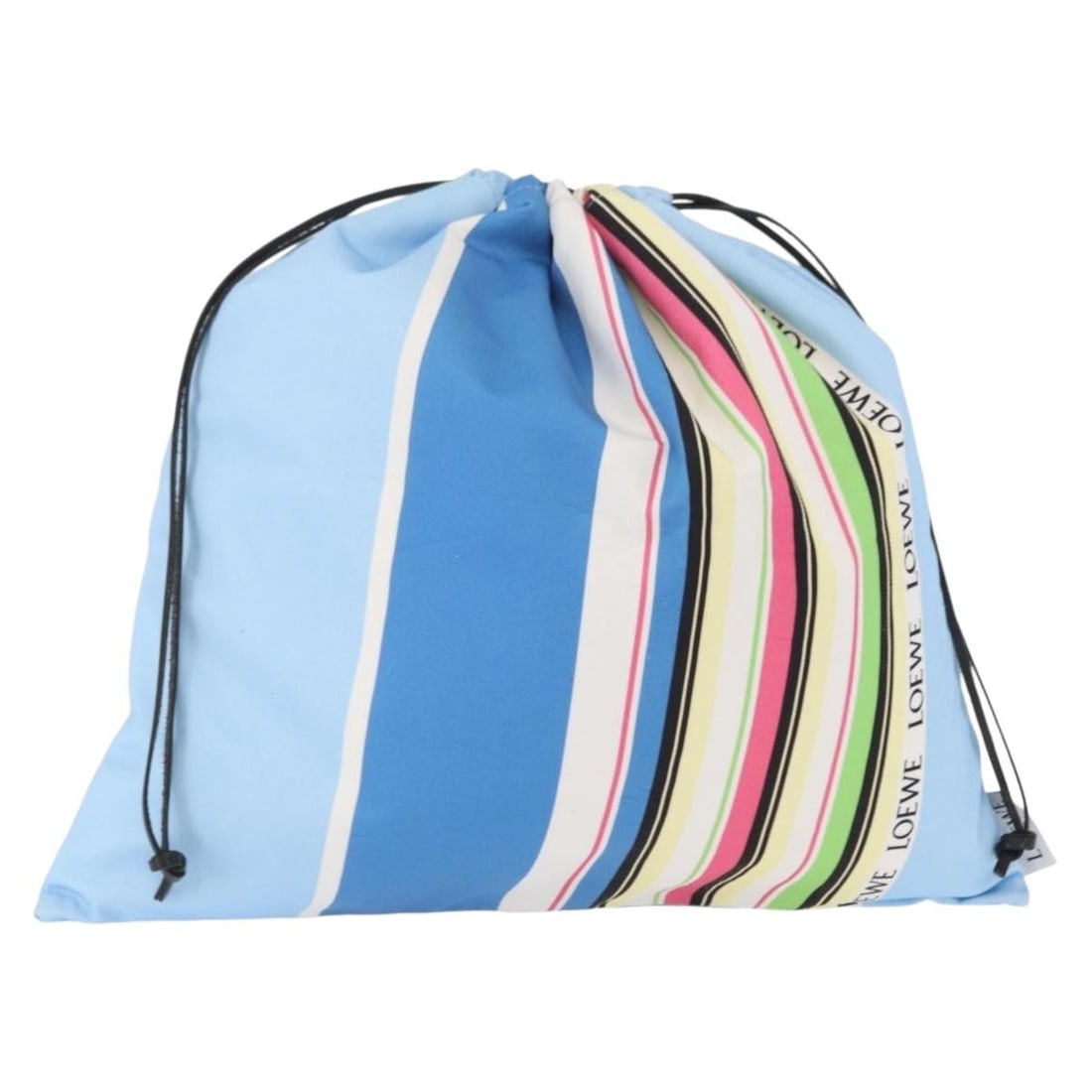 Blue Canvas Pouch Drawstring Bag by LOEWE Spain: Blue Canvas Pouch Drawstring Bag by LOEWE Spain This LOEWE drawstring pouch is crafted from blue canvas and features a spacious design. The bag is made in Spain and is characterized by rubbing, stains