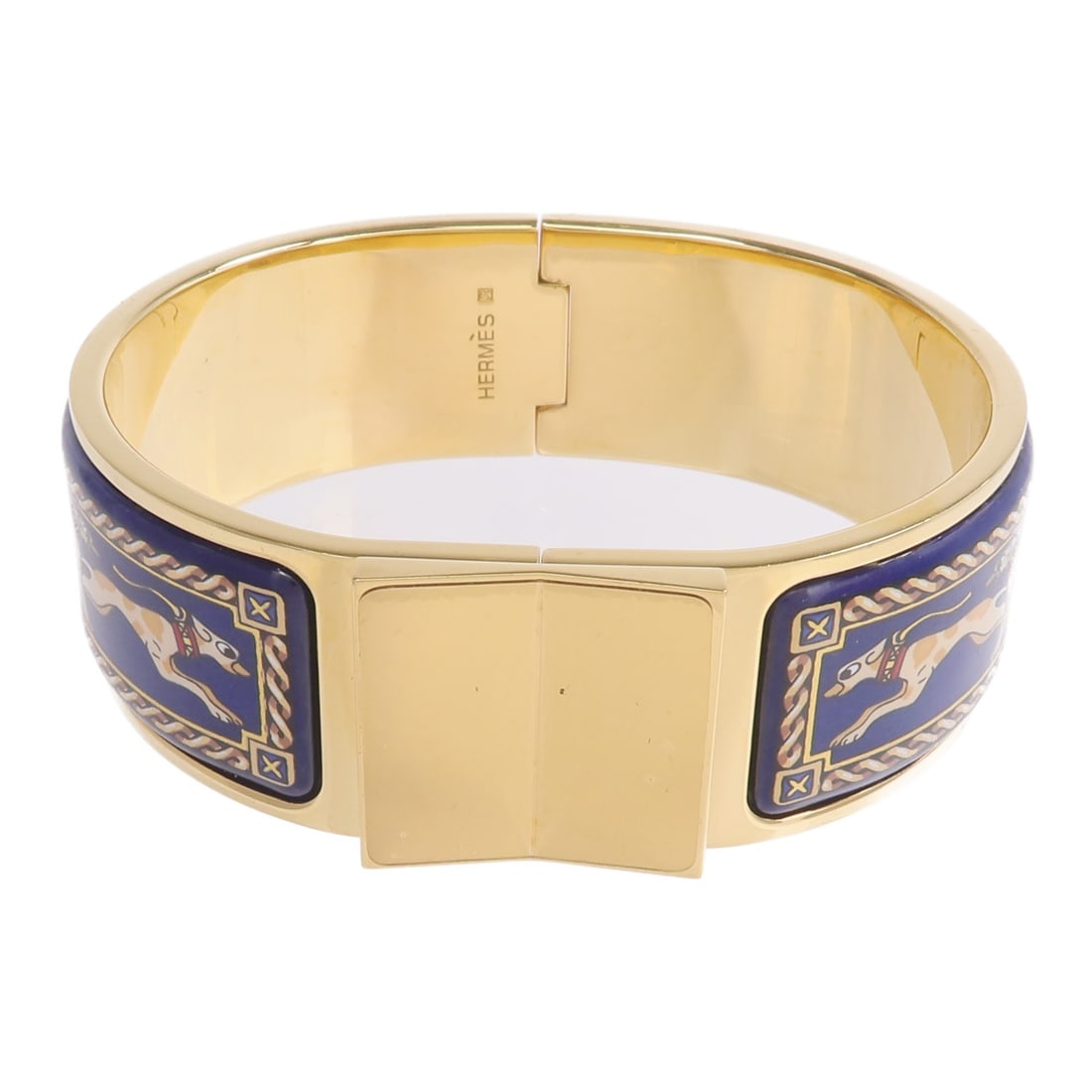 Hermes blue enamel metal bracelet: Hermes blue enamel metal bracelet This Hermes bracelet features a striking blue enamel design with metal accents, offering a sophisticated accessory for women. Crafted in France, the bracelet showcase