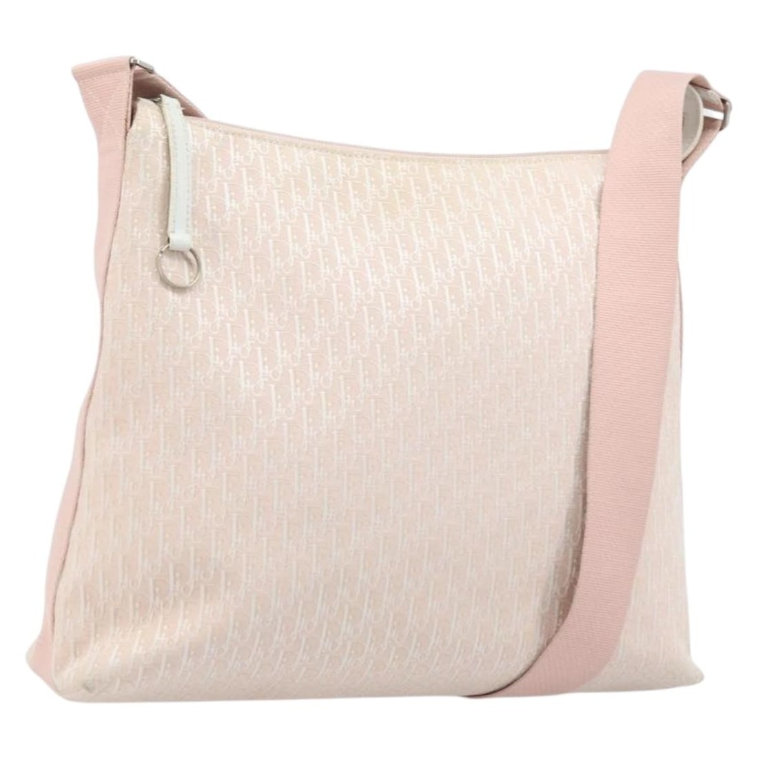 Christian Dior Pink Trotter Canvas Shoulder Bag with Silver Accents: Christian Dior Pink Trotter Canvas Shoulder Bag with Silver Accents This Christian Dior shoulder bag features the iconic Trotter canvas in pink and silver tones. Designed for women, it offers a stylis