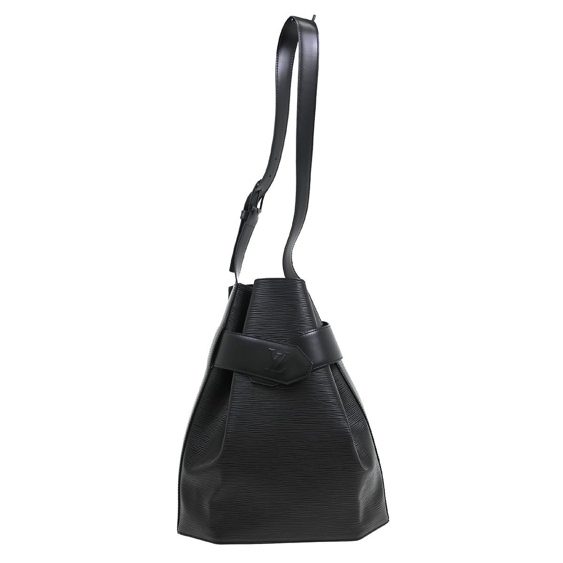 Louis Vuitton Epi Leather Black Shoulder Bag GM: Louis Vuitton Epi Leather Black Shoulder Bag GM This Louis Vuitton Sac Depaule GM shoulder bag features the distinctive Epi leather in black, accented with the iconic logo. Designed with a medium size