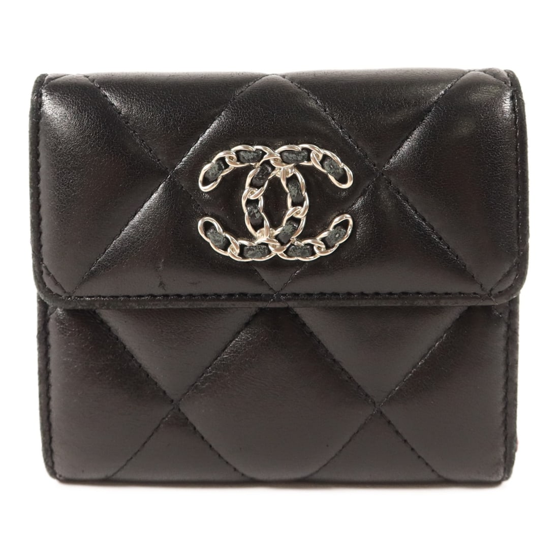 Chanel Black Lambskin C19 Trifold Wallet with Gold Tone CC Logo (1 of 18)