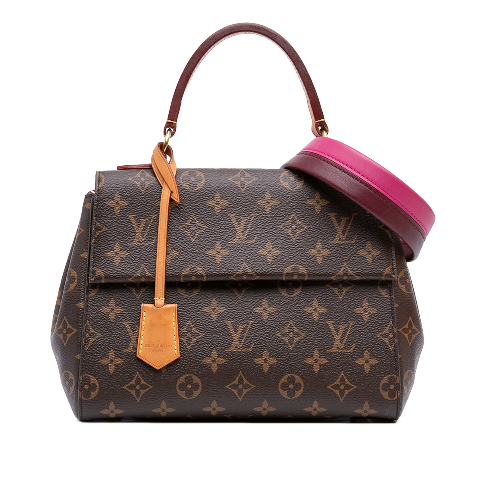 Louis Vuitton Cluny BB Monogram Canvas Bag with Top Handle and Strap: Louis Vuitton Cluny BB Monogram Canvas Bag with Top Handle and Strap The Louis Vuitton Monogram Cluny BB is crafted from signature monogram canvas with a flat vachetta leather top handle and a detacha