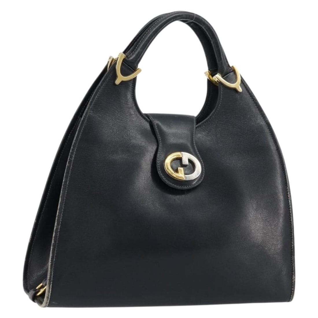Gucci Navy Gold Leather Women Handbag Italy: Gucci Navy Gold Leather Women Handbag Italy This GUCCI hand bag is crafted from leather in a navy and gold color combination. Designed for women, it features a structured silhouette with a handle drop