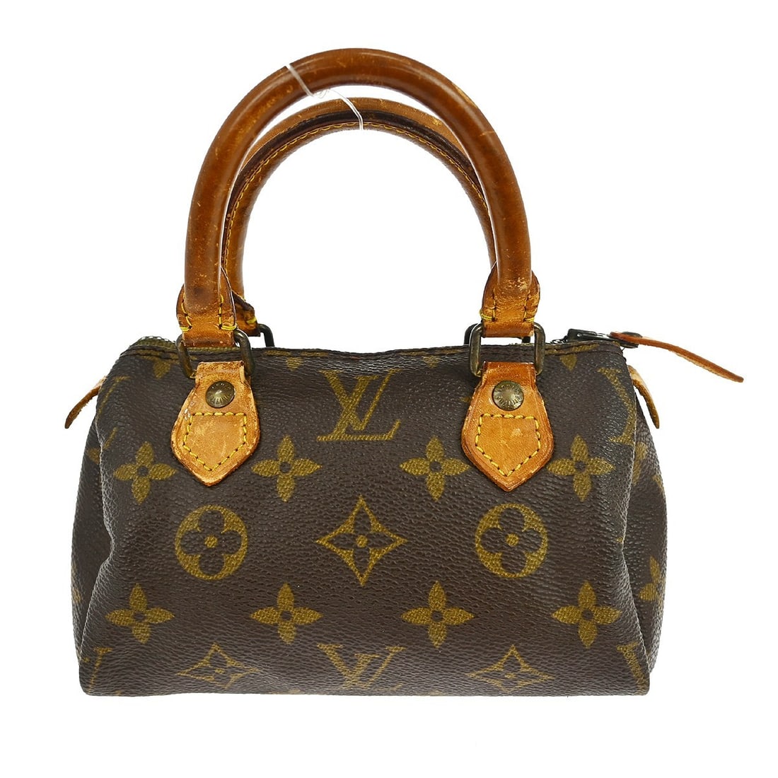 Louis Vuitton Mini Speedy Monogram Canvas Handbag M41534 Brown Vintage: Louis Vuitton Mini Speedy Monogram Canvas Handbag M41534 Brown Vintage This Louis Vuitton Mini Speedy handbag features the iconic monogram canvas leather exterior in brown and is designed in a compact