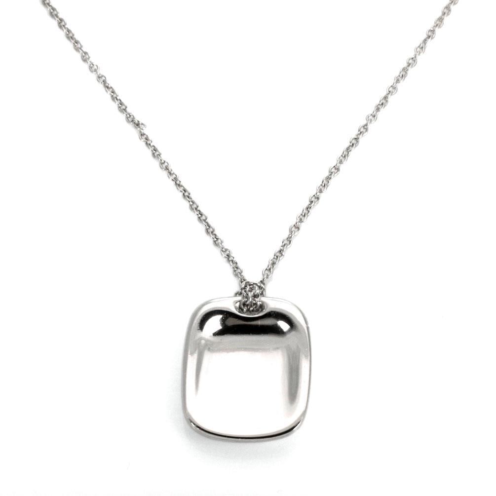 Tiffany & Co. Elsa Peretti Platinum Concave Pendant Necklace: Tiffany & Co. Elsa Peretti Platinum Concave Pendant Necklace Discover the elegance of this Tiffany & Co. Concave Pendant Necklace designed by Elsa Peretti. This exquisite piece features a rectangular 