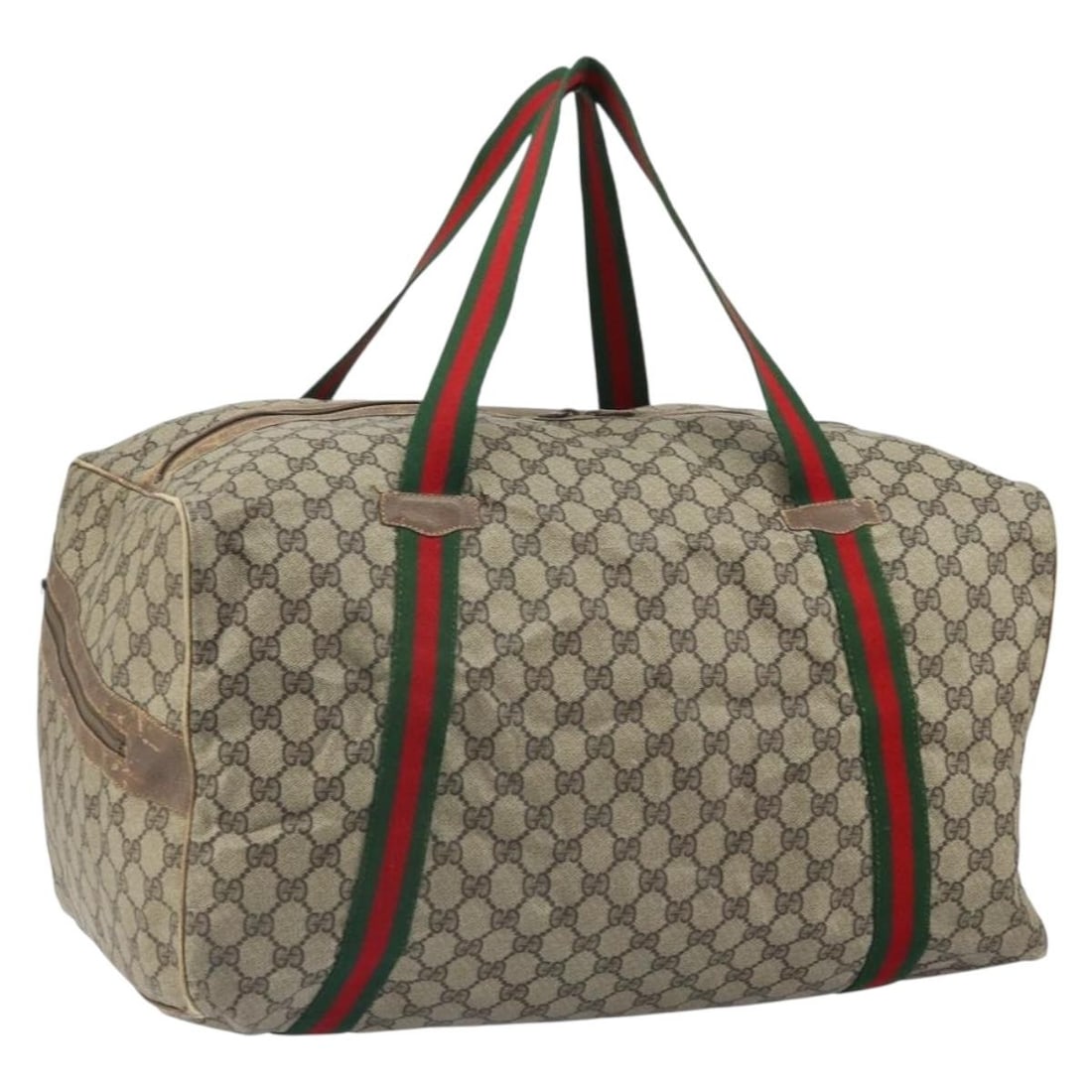 Beige Micro GG Supreme Sherry Web Boston Bag by Gucci PVC Leather: Beige Micro GG Supreme Sherry Web Boston Bag by Gucci PVC Leather This is a Gucci Micro GG Supreme Web Sherry Line Boston bag crafted from beige PVC leather and micro small GG canvas. The bag features