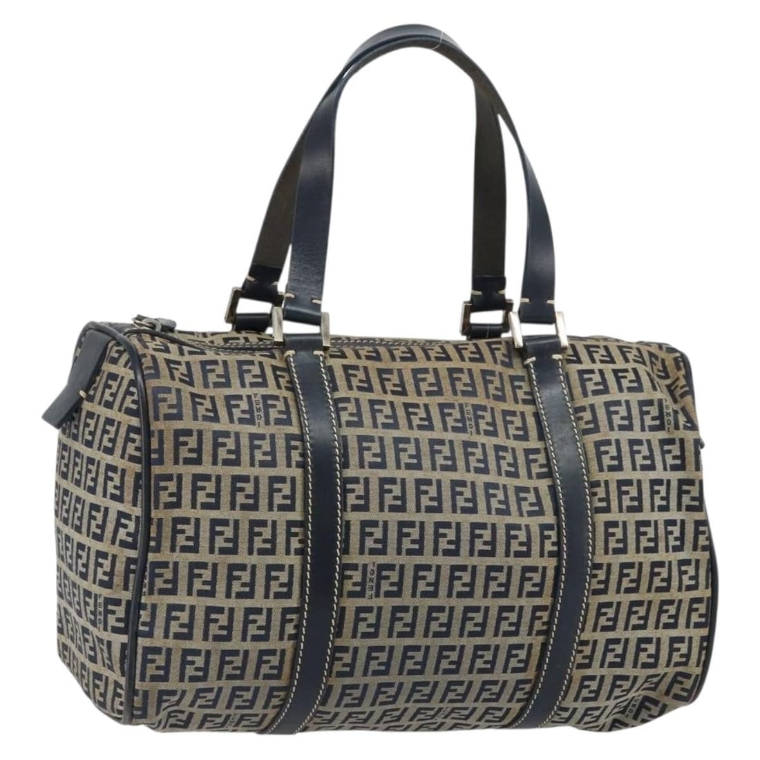 Navy Silver Zucchino Canvas Fendi Handbag Made in Italy (1 of 18)