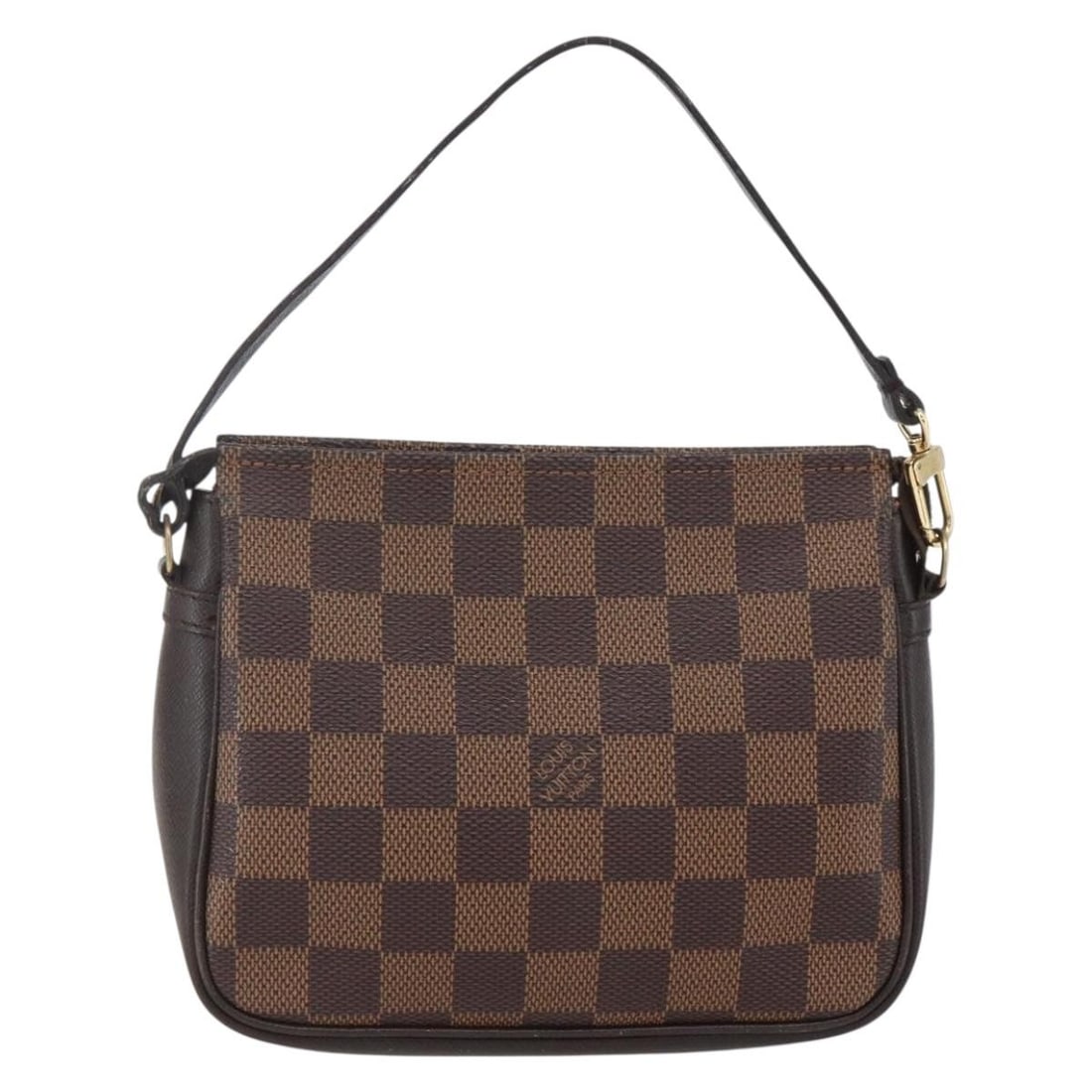 Louis Vuitton Damier Canvas Trousse Cosmetic Pouch Brown: Louis Vuitton Damier Canvas Trousse Cosmetic Pouch Brown This Louis Vuitton Trousse Make Up Bag is crafted from brown canvas with Damier pattern, designed for female use. The bag measures 17cm x 14cm 