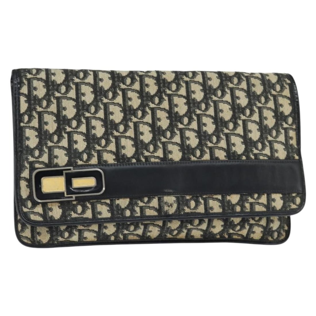Christian Dior Navy Gold Trotter Canvas Clutch Bag Auth BA7510: Christian Dior Navy Gold Trotter Canvas Clutch Bag Auth BA7510 Elevate your accessory collection with this Christian Dior Trotter Canvas Clutch Bag, a perfect blend of style and practicality. Crafted 