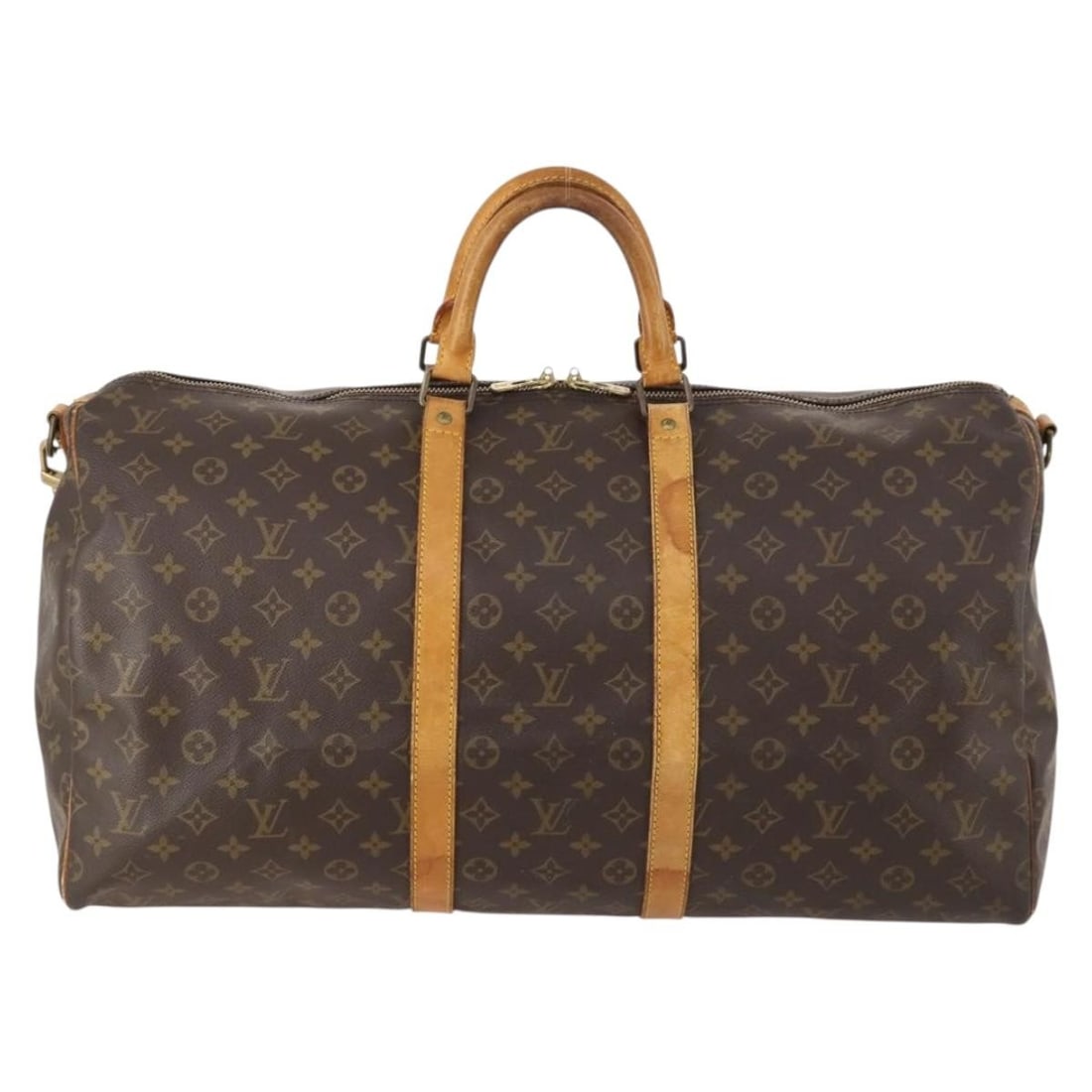 Keepall Bandouliere Travel Bag by Louis Vuitton in Brown Monogram Canvas: Keepall Bandouliere Travel Bag by Louis Vuitton in Brown Monogram Canvas The Louis Vuitton Keepall Bandouliere Bag is crafted from monogram canvas in a classic brown hue. Designed for unisex use, this