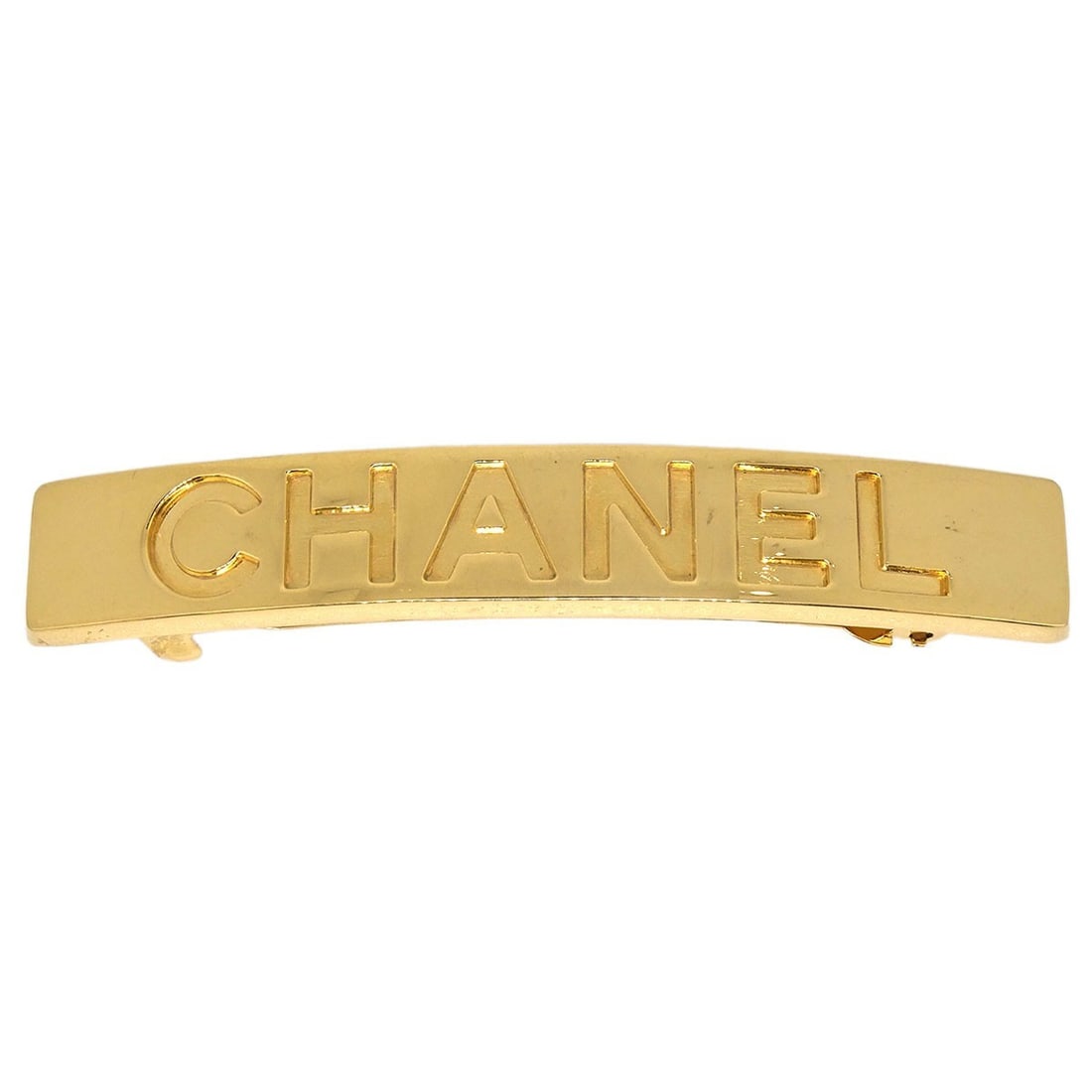 Chanel 97A Gold Plated Barrette Hair Accessory France: Chanel 97A Gold Plated Barrette Hair Accessory France This Chanel barrette is crafted from gold-plated material and features a classic gold color. It is a stylish hair accessory made in France, showca
