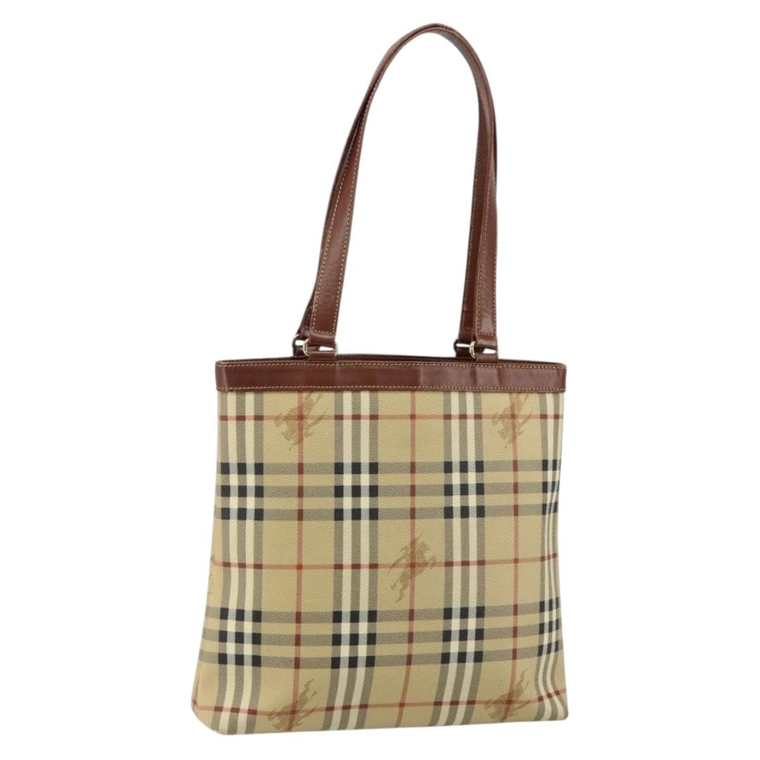 Burberrys Nova Check Beige Gold Tote Bag PVC Leather Italy: Burberrys Nova Check Beige Gold Tote Bag PVC Leather Italy This Burberrys Nova Check Tote Bag is a stylish accessory crafted in Italy from durable PVC leather. The exterior features a chic beige and g